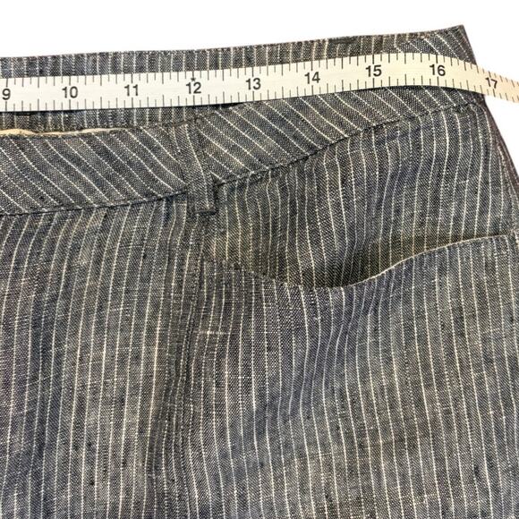 SUNDANCE Women's Striped Wide Leg Pants Size 12 Grey Gray 100% Linen Trousers - Picture 4 of 8